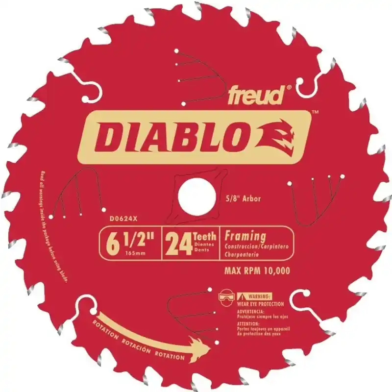 Diablo Tracking Point 6-1/2 In. D X 5/8 In. TiCo Hi-Density Carbide Framing Blade 24 Teeth 1 Pk