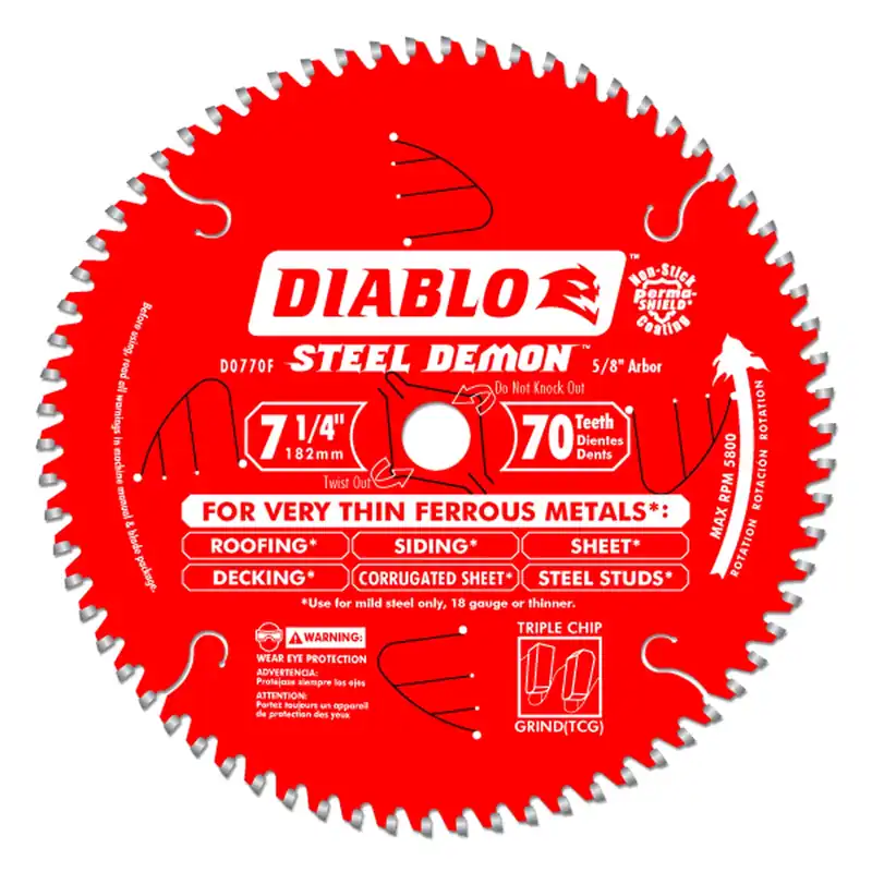 Diablo Steel Demon 7-1/4 In. D X 5/8 In. TiCo Hi-Density Carbide Circular Saw Blade 70 Teeth 1 Pk