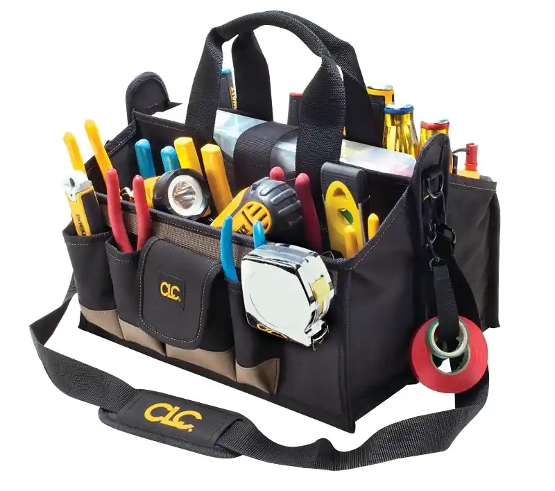 17-pocket 16 In. Center Tray Tool Bag With Padded Shoulder Strap