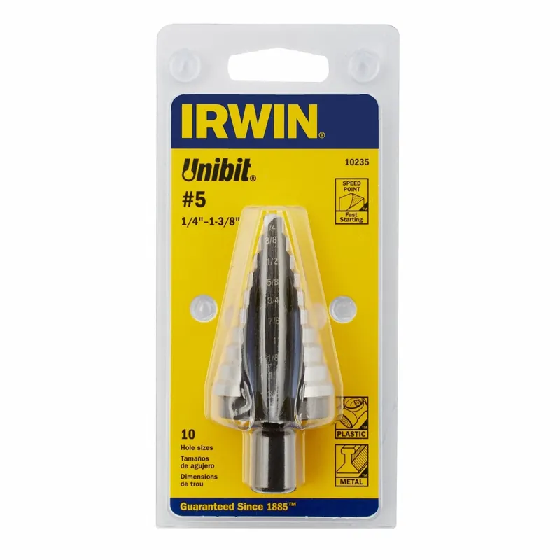 UniBit 5 Step Drill Bit, 1/4 To 1-3/8 In.