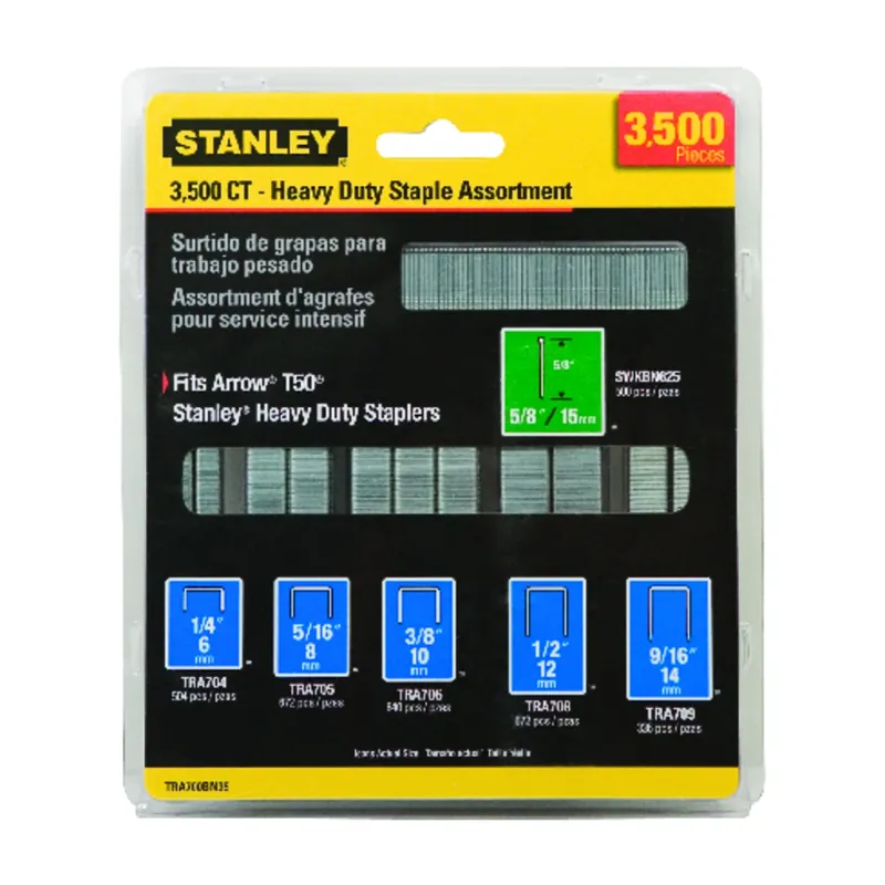 STANLEY T50 5/8 In. W 18 Ga. Narrow Crown Heavy Duty Staple Assortment 3500 Pk