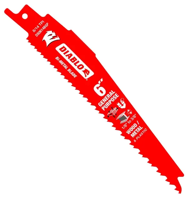Diablo 6 In. Bi-Metal General Purpose Reciprocating Saw Blade 8/14 TPI 5 Pc