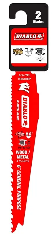 Diablo 6 In. Bi-Metal General Purpose Reciprocating Saw Blade 8/14 TPI 2 Pk