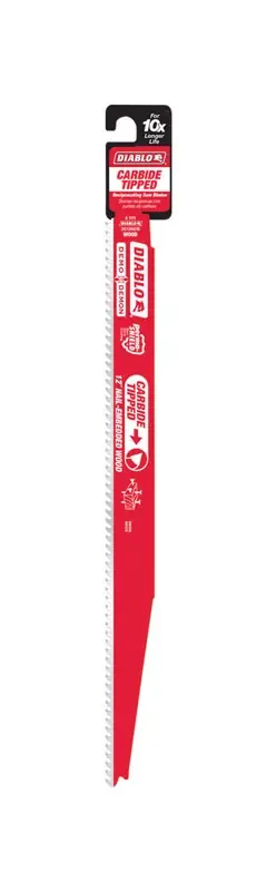 Demo Demon Reciprocating Saw Blade, Carbide, 6 TPI, 12-In.