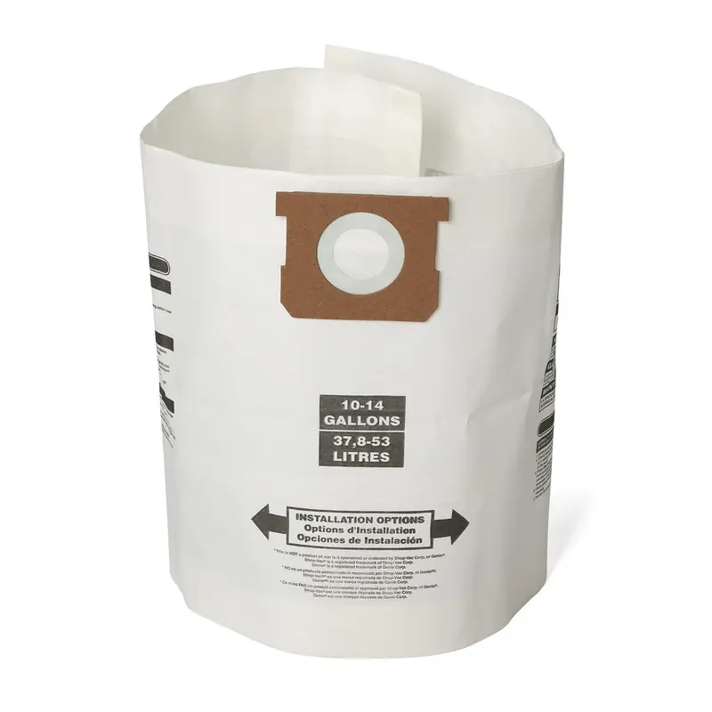 2 In. L X 10 In. W Wet/dry Vac Filter Bag 10-14 Gallon 3 Pack