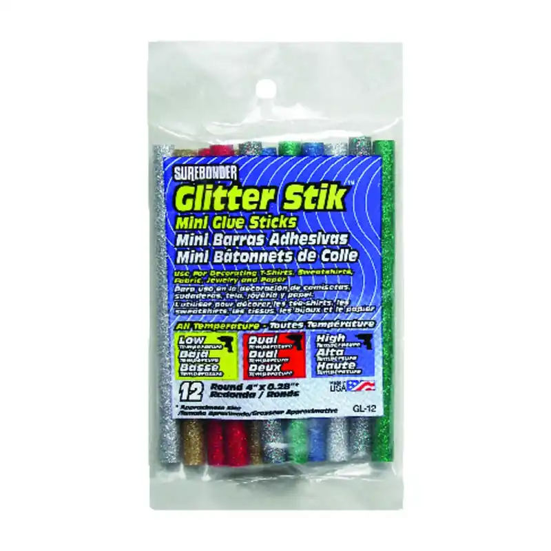 Surebonder 0.3 In. D X 4 In. L Glitter Glue Sticks Assorted Colors 12 Pk