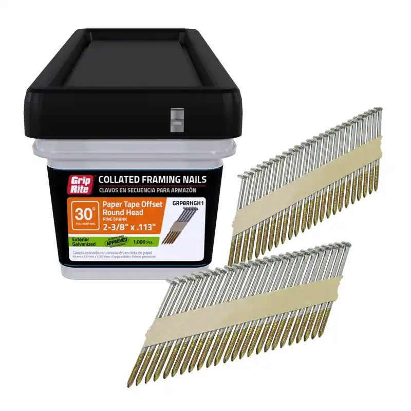 Grip-Rite 2-3/8 In. L X 12 Ga. Angled Strip Hot-Dip Galvanized Framing Nails 30 Deg 1000 Pk