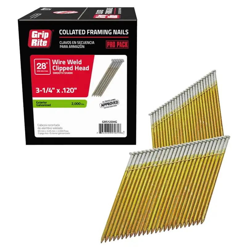 Grip-Rite 2-1/2 In. L Angled Strip Bright Framing Nails 21 Deg 5000 Pk