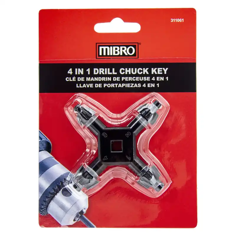 1/4 To 1/2 In. 4-in-1 Drill Chuck Key Hardened Steel