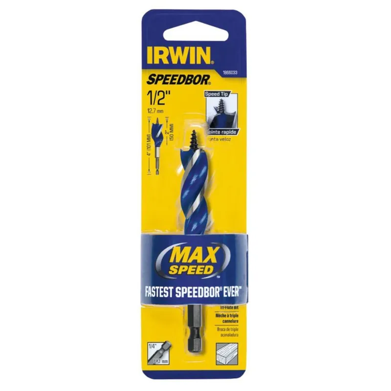 Speedbor 1/2 In. X 4 In. L Carbon Steel Wood Boring Bit Quick-change Hex Shank