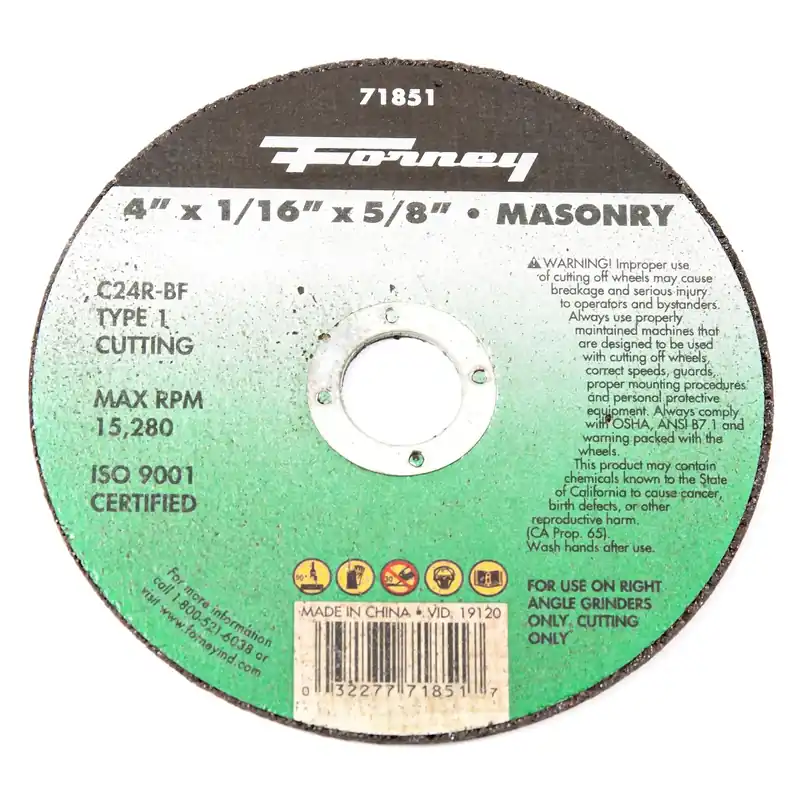 Type 1 4 In. X 1/16 In. X 5/8 In. Silicon Carbide Masonry Cut-off Wheel