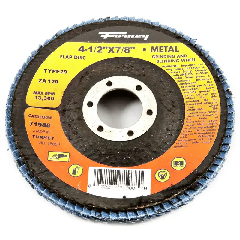 4-1/2 In. X 7/8 In. 120-grit Type 29 Blue Zirconia Flap Disc