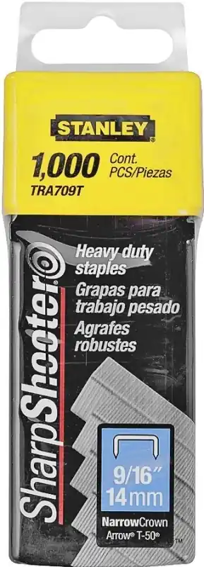 STANLEY Sharp Shooter 27/64 In. W X 9/16 In. L Narrow Crown Heavy Duty Staples 1000 Pk