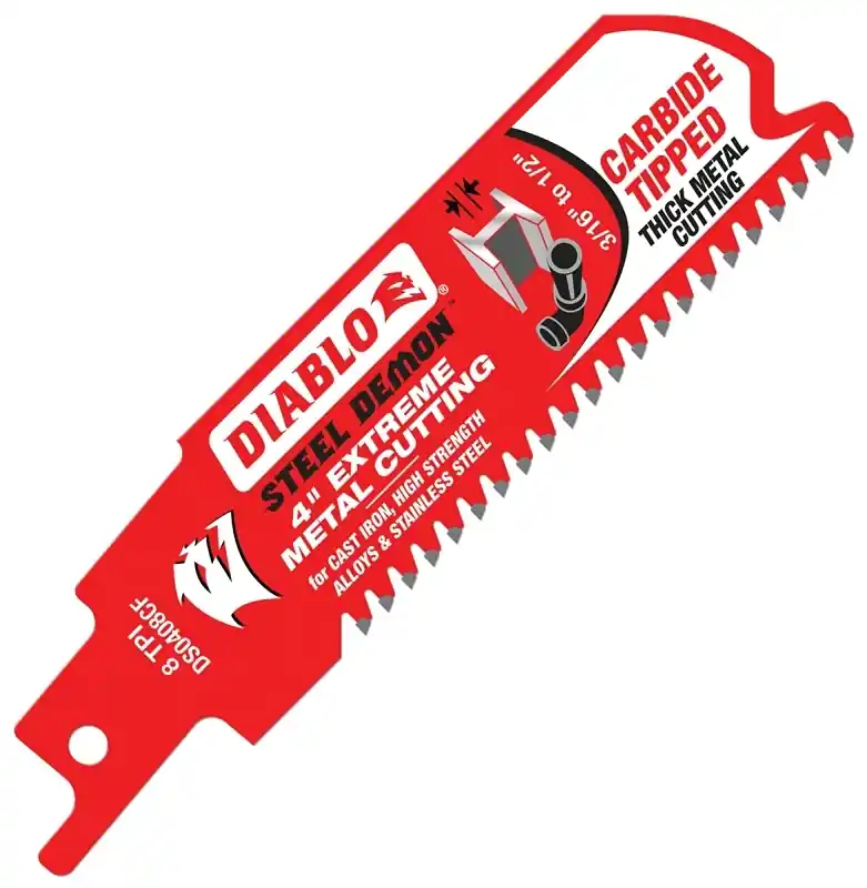 Steel Demom Reciprocating Saw Blade, 8 Tooth, 4 In.