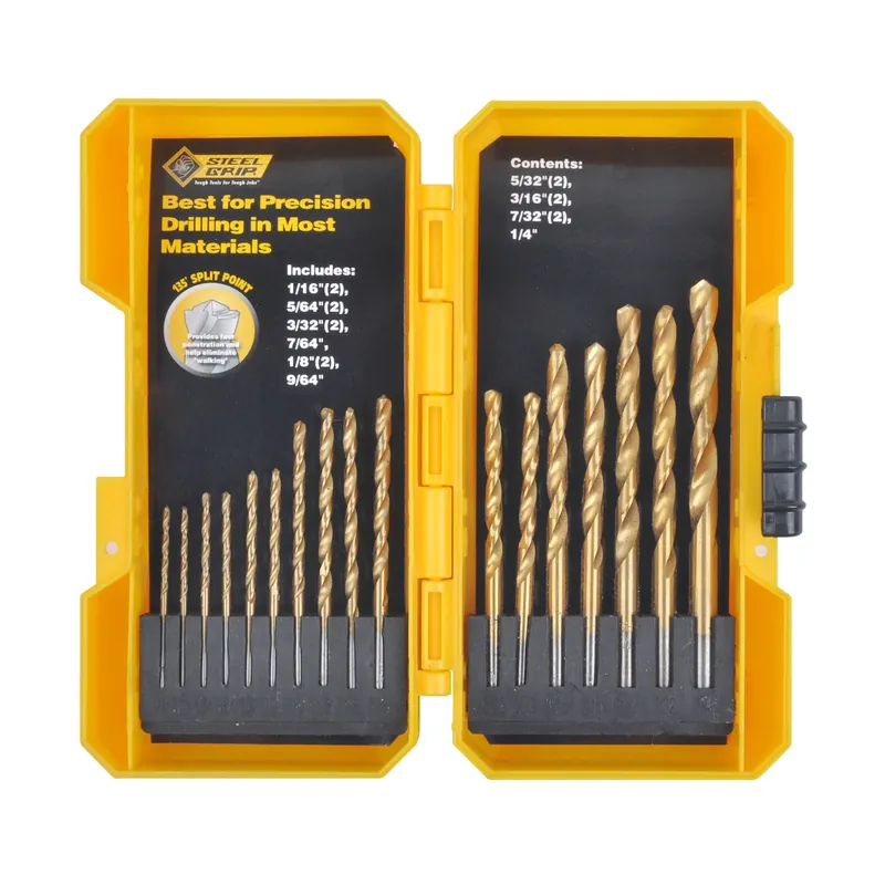 Titanium Drill Bit Set Straight Shank 17 Piece Set With Clamshell Packaging