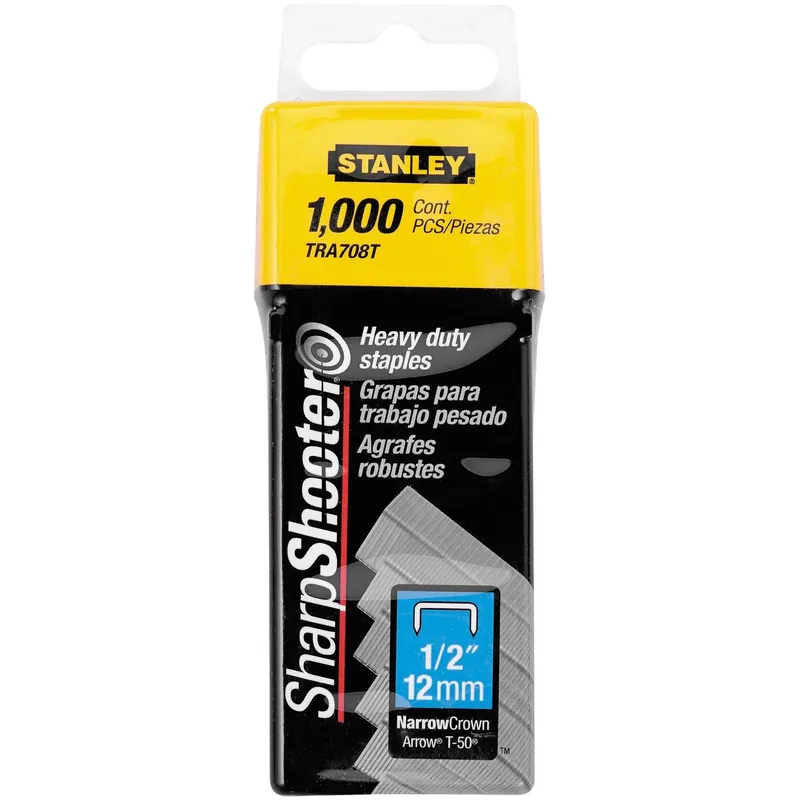 STANLEY Sharp Shooter 27/64 In. W X 1/2 In. L Narrow Crown Heavy Duty Staples 1000 Pk