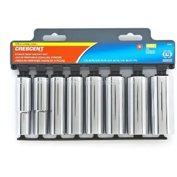 Crescent 8 Piece 1/2 Inch Drive Deep Socket Set Csas2 Sae 6 Point