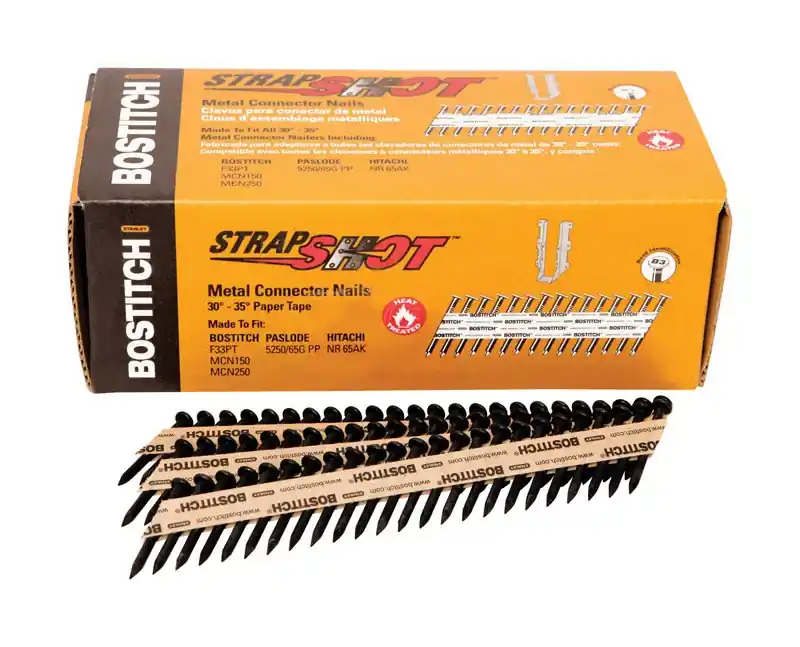 Bostitch StrapShot 1-1/2 In. L X 11 Ga. Straight Strip Brite Metal Connector Nails 35 Deg 1000 Pk