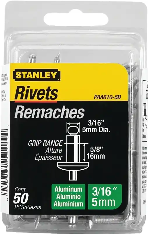 STANLEY 3/16 In. D X 5/8 In. Aluminum Blind Rivets Silver 50 Ct