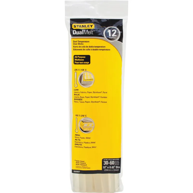 STANLEY 0.45 In. D X 10 In. L Glue Sticks Clear 12 Pk