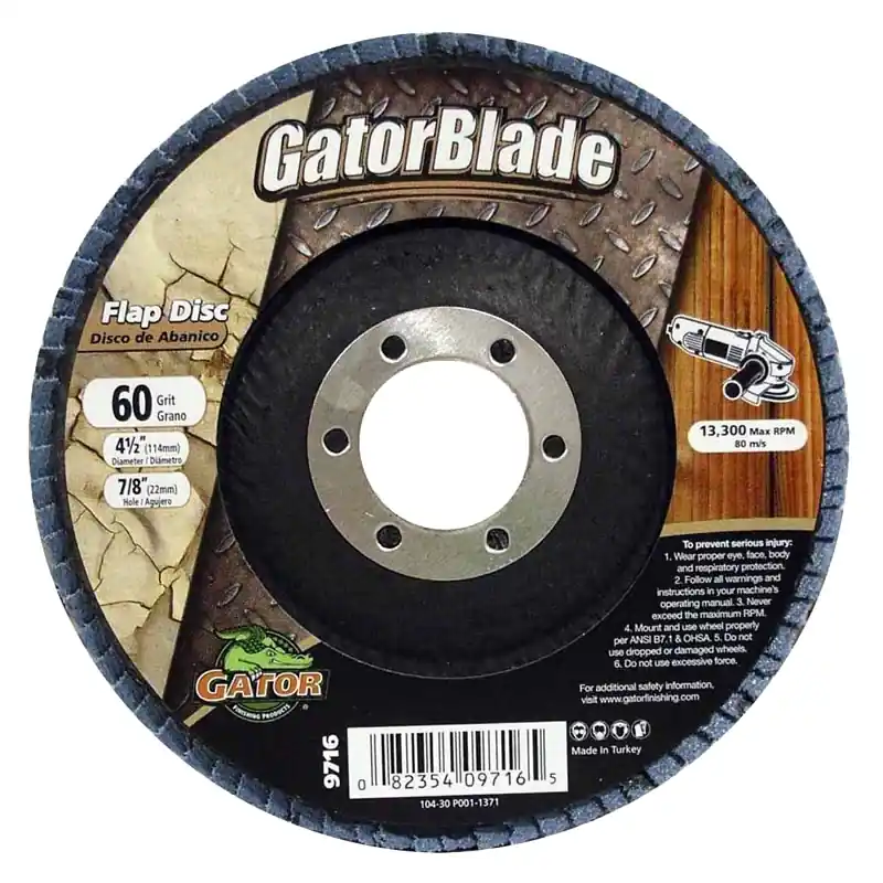 Gator 4-1/2 In. D X 7/8 In. Zirconia Aluminum Oxide Flap Disc 60 Grit 1 Pk