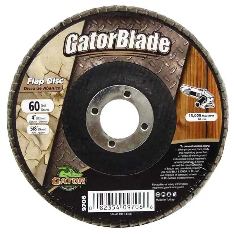 Gator 4 In. D X 5/8 In. Zirconia Aluminum Oxide Flap Disc 60 Grit 1 Pk