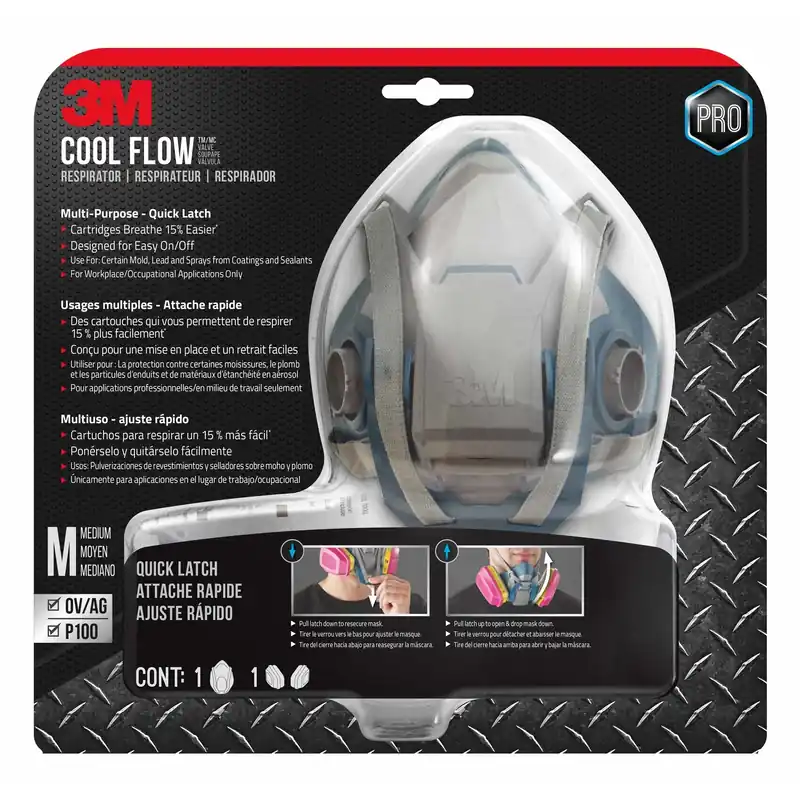 Pro Medium Multi-purpose Respirator With Quick Latch, Silicone, Blue/gray, Model 7100117039