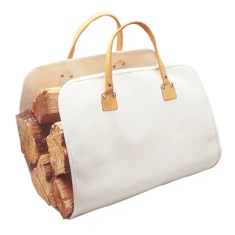 35 In. W X 15 In. H Heavy-duty Canvas Log Carrier With Leather Handles