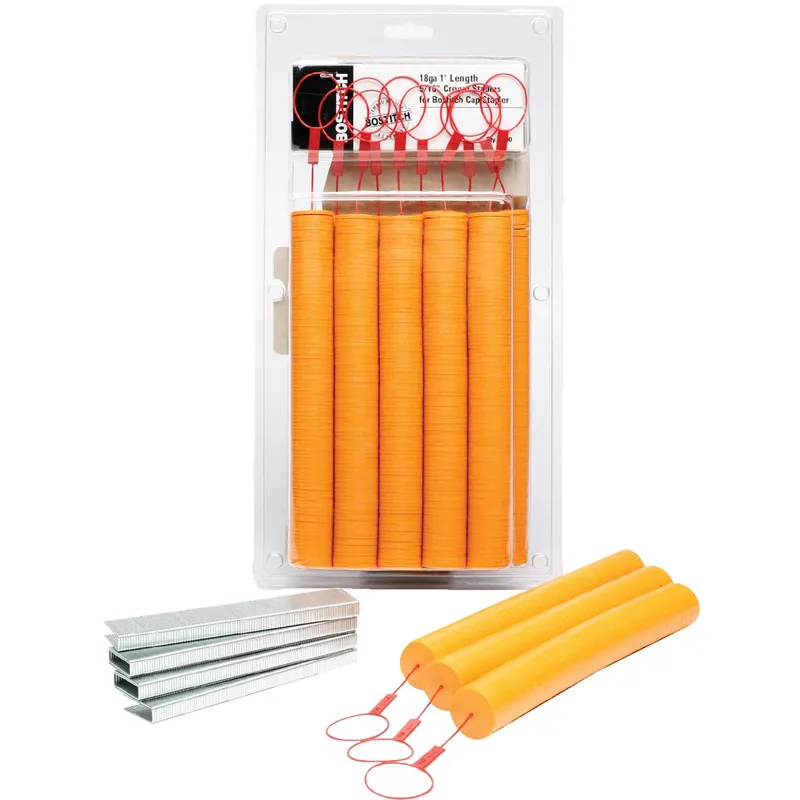 Bostitch 5/16 In. W X 1 In. L 18 Ga. Medium Crown Caps And Staples 1000 Pk