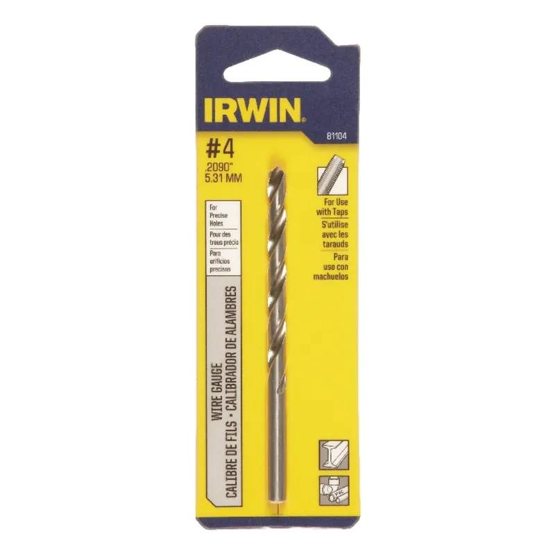 Irwin 4 X 3-3/4 In. L High Speed Steel Jobber Length Wire Gauge Bit Straight Shank 1 Pk
