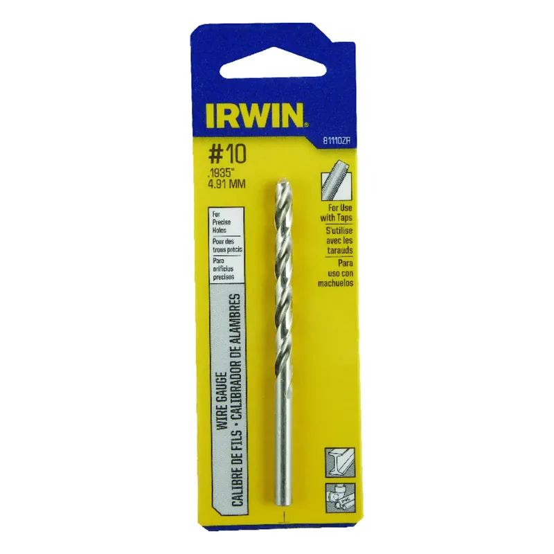 Irwin 10 X 3-5/8 In. L High Speed Steel Jobber Length Wire Gauge Bit Straight Shank 1 Pk
