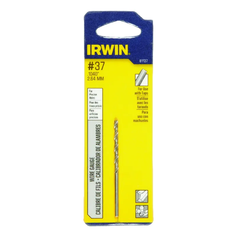 Irwin 37 X 2-1/2 In. L High Speed Steel Jobber Length Wire Gauge Bit Straight Shank 1 Pk