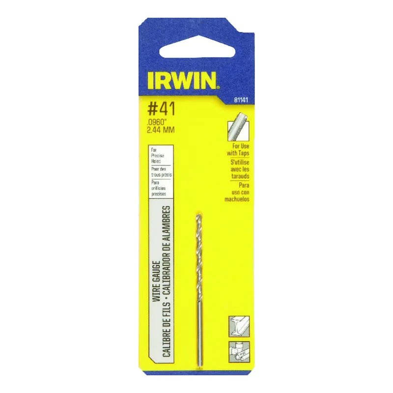 Irwin 41 X 2-3/8 In. L High Speed Steel Jobber Length Wire Gauge Bit Straight Shank 1 Pk