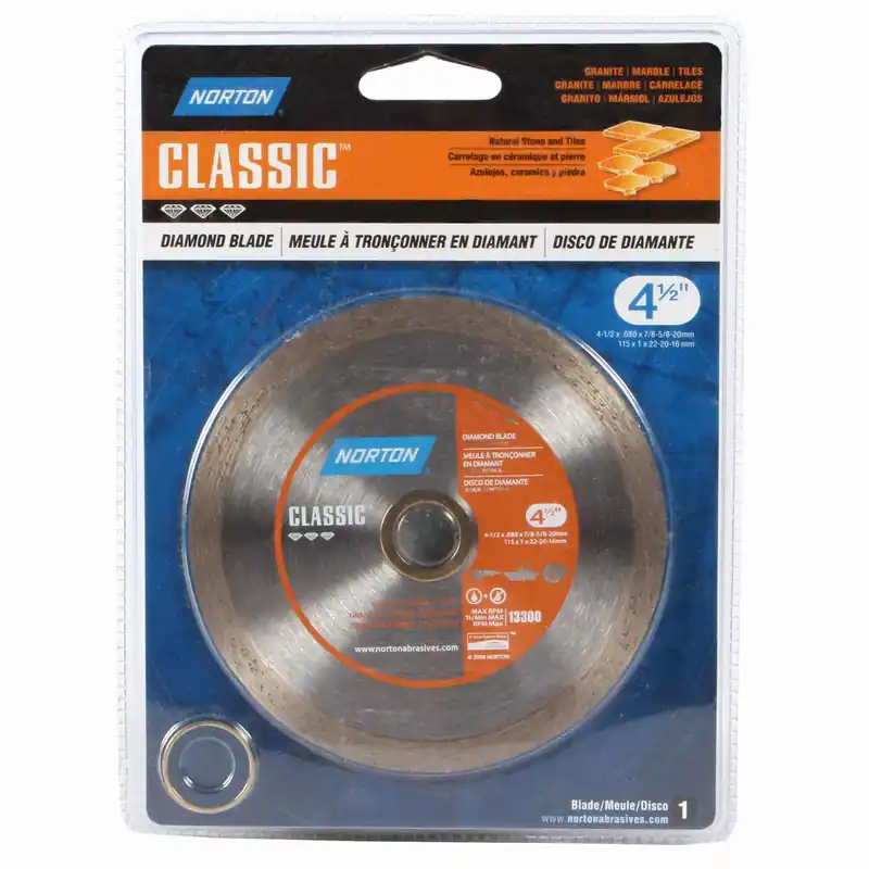 Norton Clipper 4-1/2 In. D X 5/8 And 7/8 In. Diamond Continuous Rim Blade 1 Pc
