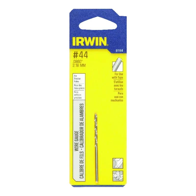 Irwin 44 X 2-1/8 In. L High Speed Steel Jobber Length Wire Gauge Bit Straight Shank 1 Pk