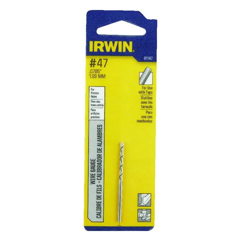Irwin 47 X 2 In. L High Speed Steel Jobber Length Wire Gauge Bit Straight Shank 1 Pk