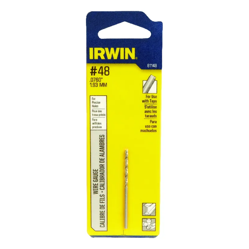 48 Bright High Speed Steel Wire Gauge Drill Bit, 2 In. Length