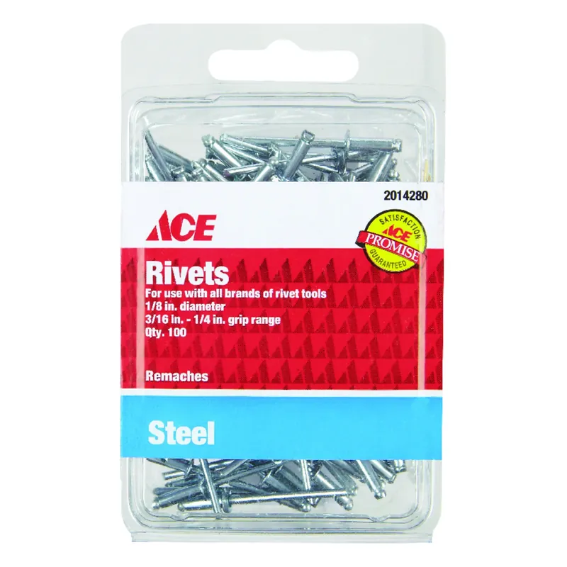 Ace 1/8 In. Dia. X 1/4 In. Steel Rivets Silver 100 Pk