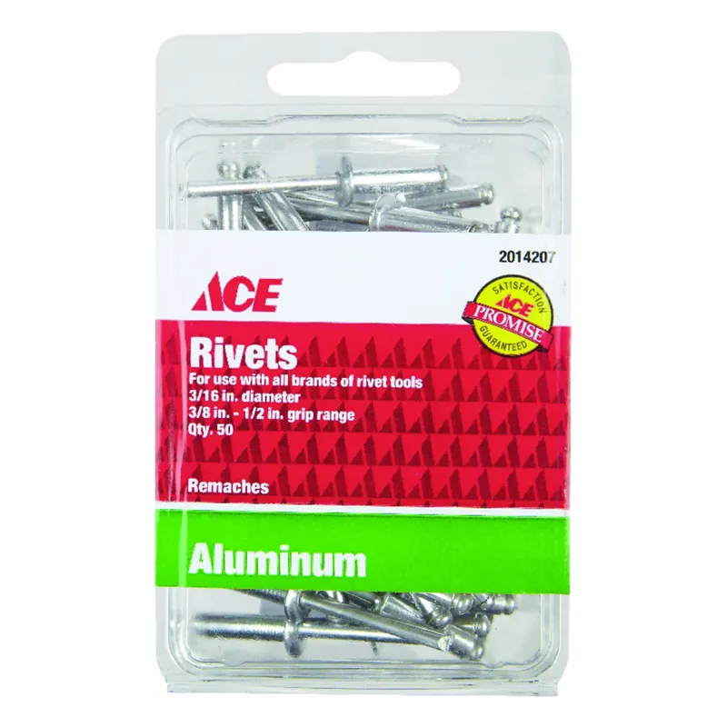 Ace 3/16 In. Dia. X 1/2 In. Aluminum Rivets Silver 50 Pk