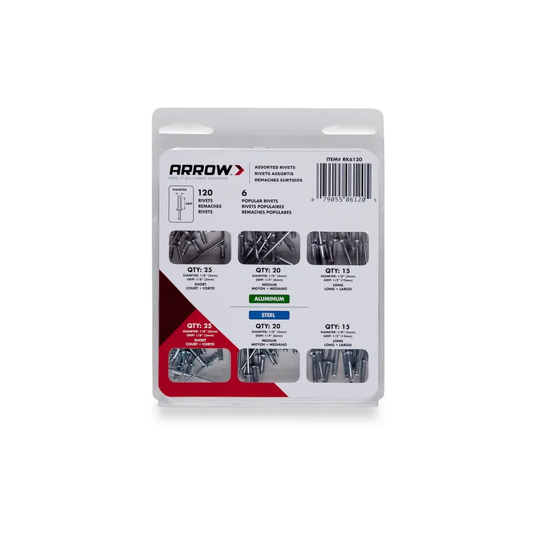 Arrow 1/8 In. D Aluminum Rivet Set Silver 120 Pk