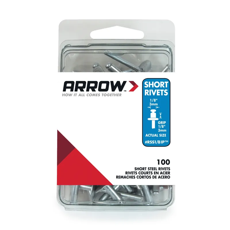 Arrow 1/8 In. D X 1/8 In. Steel Rivets Silver 100 Pk