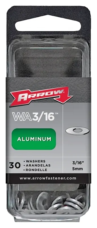 Arrow 3/16 In. D Aluminum Flat Washers Silver 30 Pk
