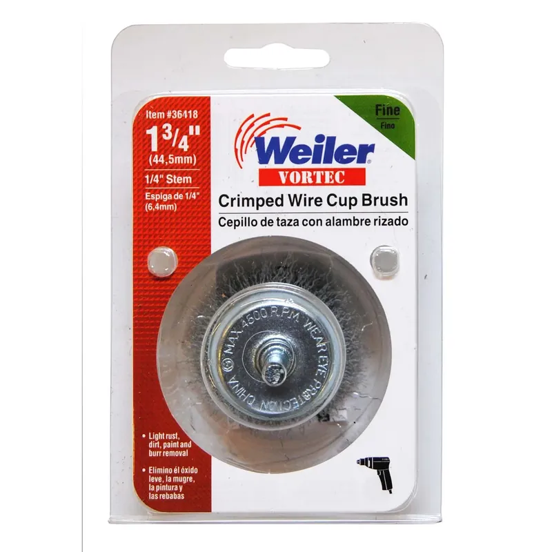 Vortec 1-3/4 In. Fine Steel Crimped Wire Cup Brush 4500 Rpm 1/4 In. Arbor