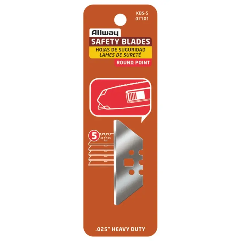 Allway Steel 3 Notch Round Point Razor Blade 2-5/32 In. L 5 Pk