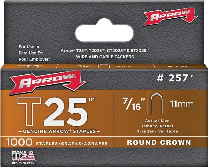 Arrow T25 1/4 In. W X 7/16 In. L 18 Ga. Round Crown Wire Staples 1100 Pk