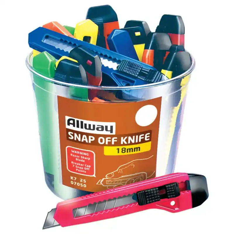 Allway 6-1/4 In. Snap-Off Utility Knife Assorted 25 Pk