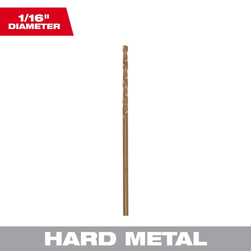 Red Helix 1/16 In. Cobalt Drill Bit - 2 In. Length, 135 Degree Tip