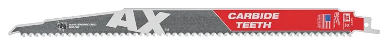 Milwaukee AX 12 In. Carbide Demolition Reciprocating Saw Blade 5 TPI 1 Pk