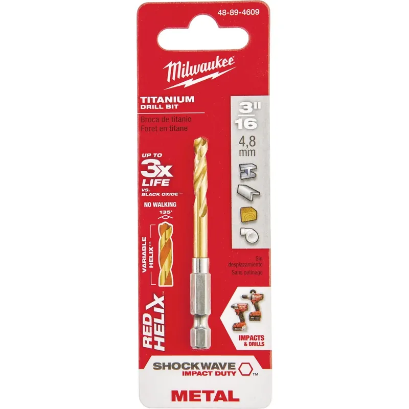 Shockwave Impact-Duty Titanium Drill Bit, 3/16 In.