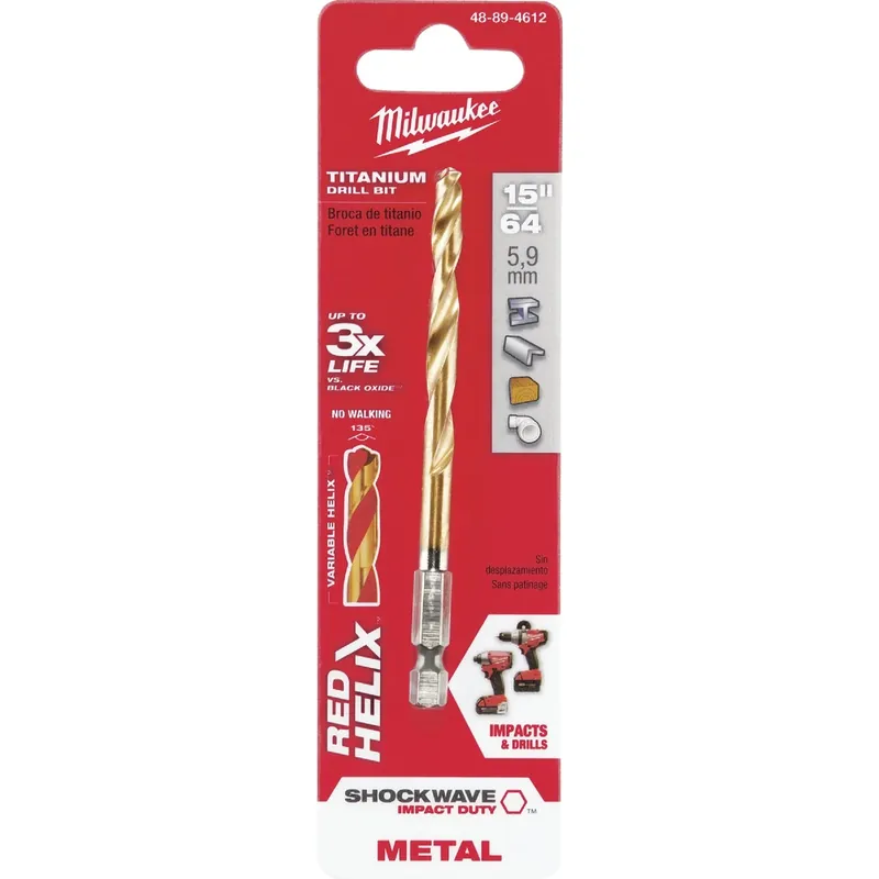 Shockwave Impact-Duty Titanium Drill Bit, 15/64 In.